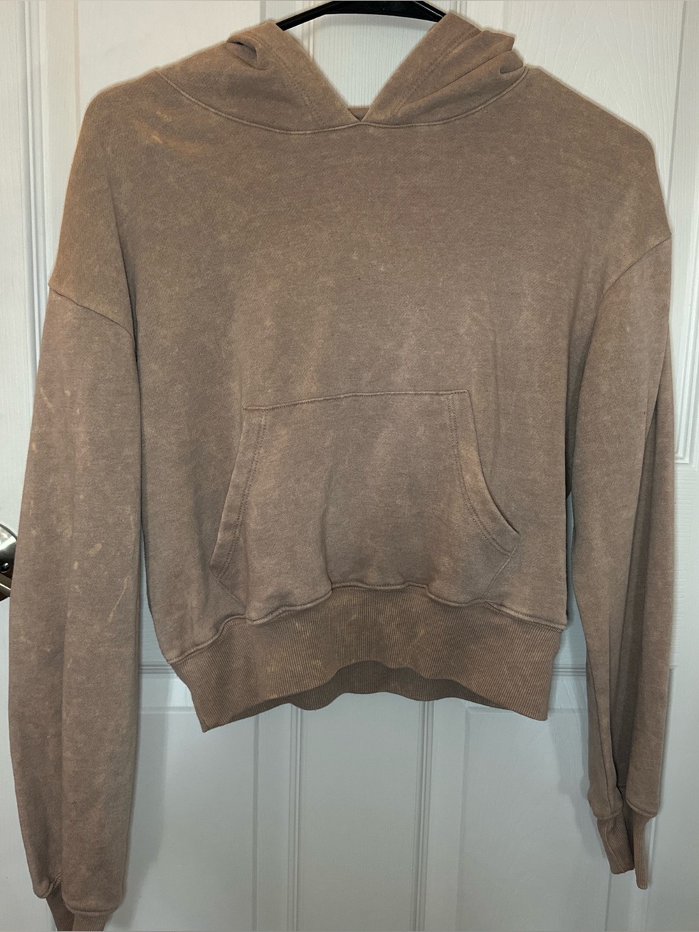 No Boundaries Taupe Cropped Hooded Sweatshirt